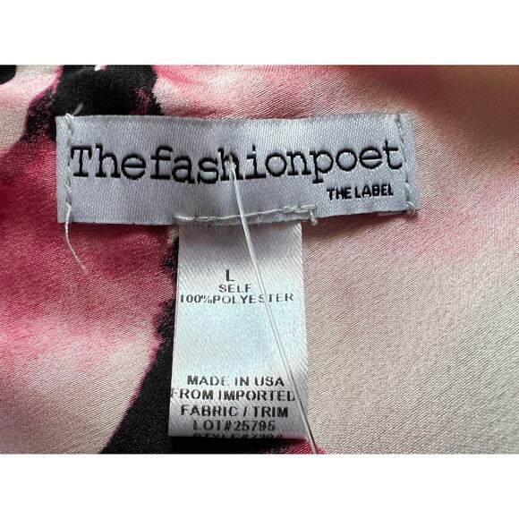 The Fashion Poet Womens Large One Shoulder Halter Floral Satin Maxi Dress Pink - Picture 4 of 13